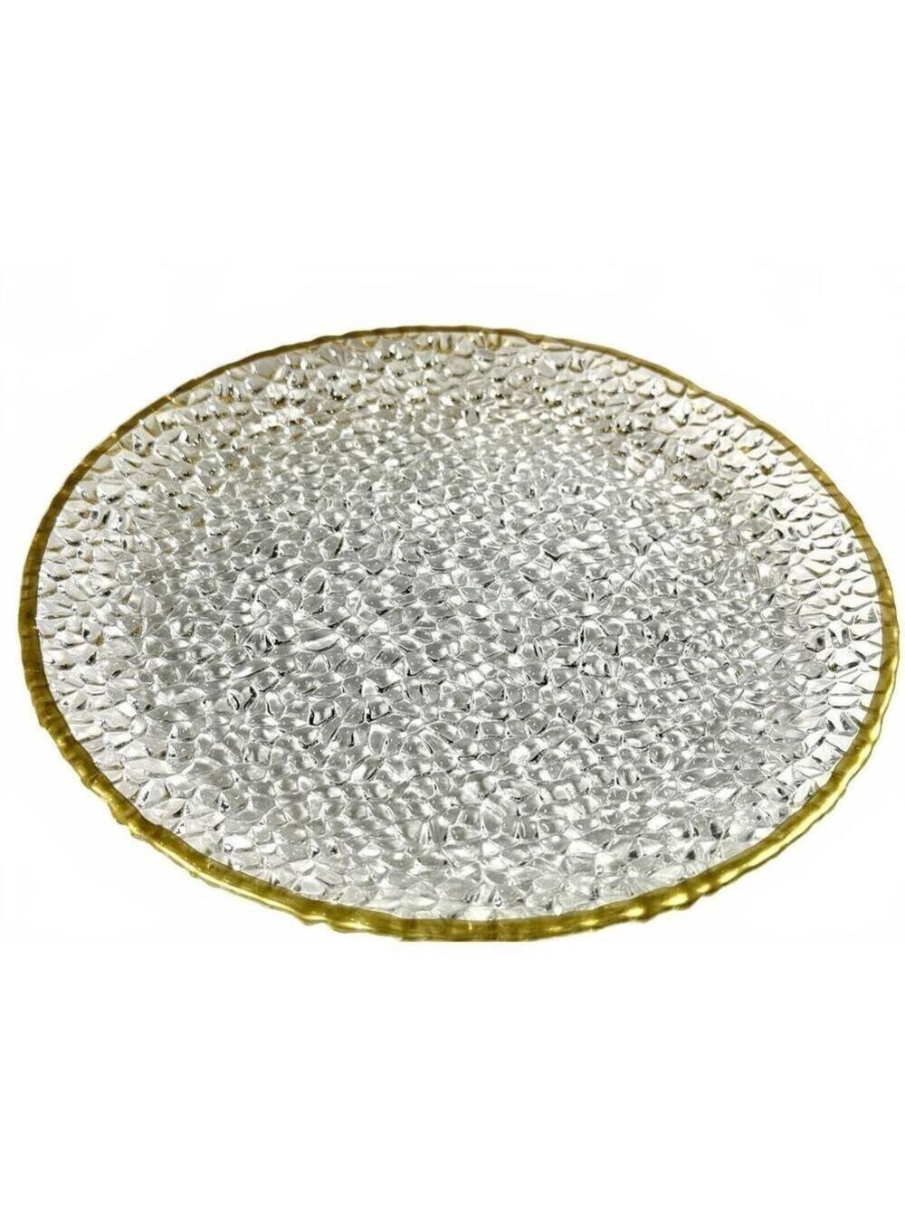 Set of 6 Hand Decorated Artistic Accents Pebble Glass Plates Gold Rim Turkey 8" - Picture 5 of 10